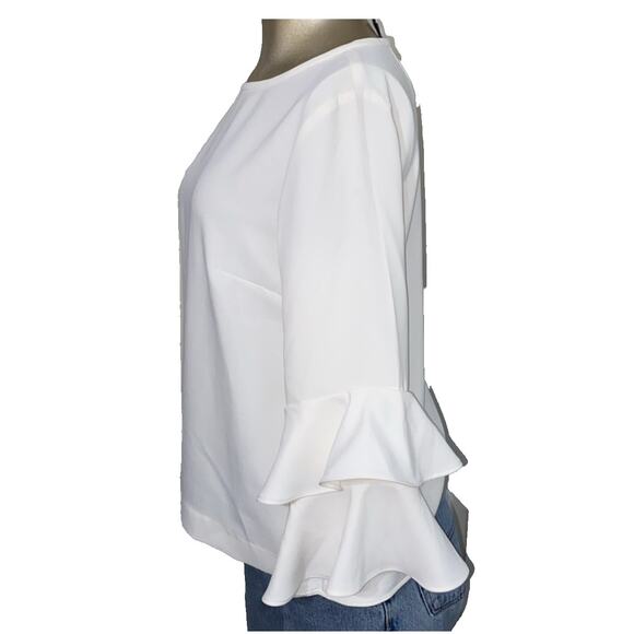 J. Crew Lana Blouse Women Size 6 Tiered Ruffled Bell Sleeve Ivory Classic - Picture 3 of 10